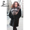 FURSARCAR 2019 New Women Real Mink Fur Coats Whole Skin Thick Warm Mink Fur Jacket For Female Long Style Luxury Nature Fur Coat