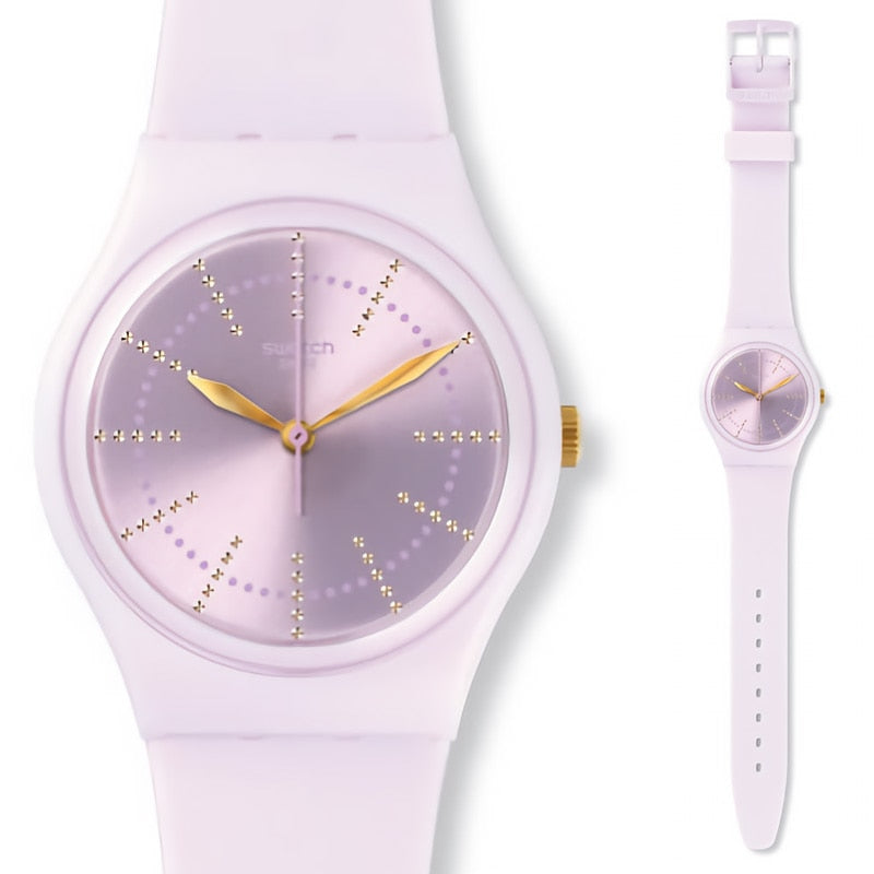 Swatch Watch Sunburst dial with sweet quartz watch for men and women French marshmallow GP148