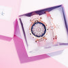 2019 Women Watches Bracelet box set Starry Sky Ladies Bracelet Watch Casual Leather Quartz Wristwatch Clock Relogio Feminino