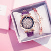 2019 Women Watches Bracelet box set Starry Sky Ladies Bracelet Watch Casual Leather Quartz Wristwatch Clock Relogio Feminino