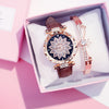 2019 Women Watches Bracelet box set Starry Sky Ladies Bracelet Watch Casual Leather Quartz Wristwatch Clock Relogio Feminino