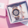 2019 Women Watches Bracelet box set Starry Sky Ladies Bracelet Watch Casual Leather Quartz Wristwatch Clock Relogio Feminino